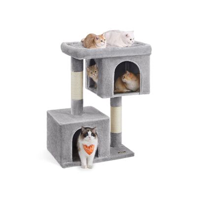 Tiragraffi per gatti da 101 cm con grande piattaforma grigio chiaro