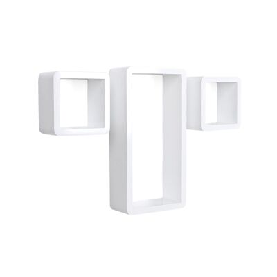 Juego de 3 estantes de pared geométricos blancos.
