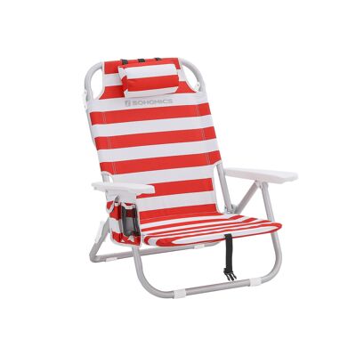 Silla de playa con bolsa nevera rojo-blanco