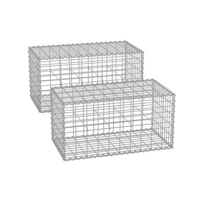 Cesta de alambre 100 x 30 x 30 cm juego de 2 plateado