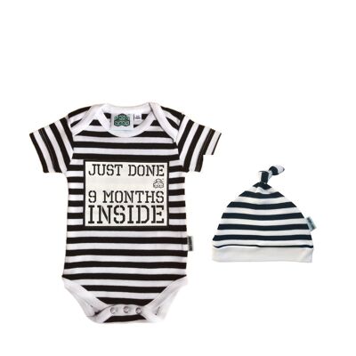 Baby Shower Gift -Just Done 9 Months Inside® Romper & Hat Gift Bundle