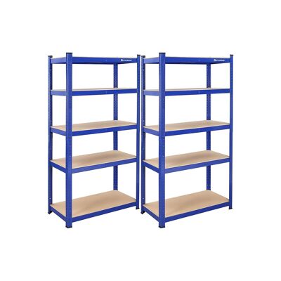 Storage shelves set of 2 with 5 adjustable shelves blue