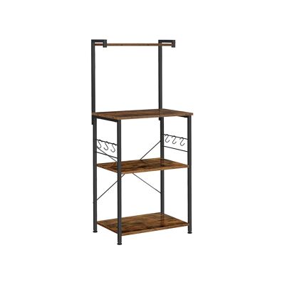 Mensola da cucina dal design industriale con ganci