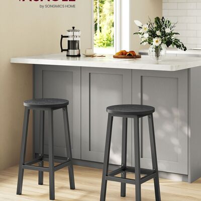 Lot de 2 tabourets de bar avec repose-pieds et structure en métal