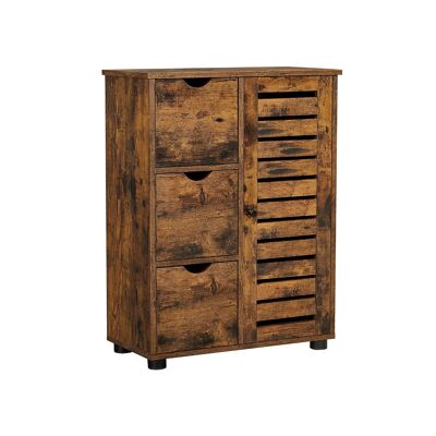 Mueble de baño de estilo industrial con puerta.