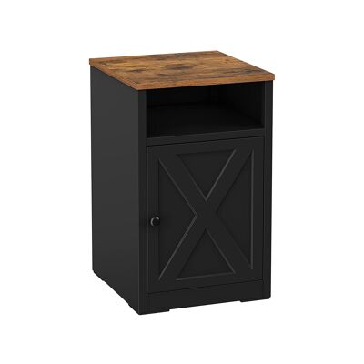Table de chevet avec compartiment ouvert vintage marron-noir