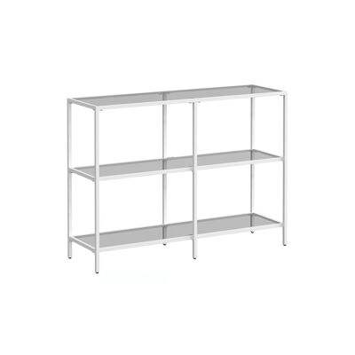 Mesa consola 3 baldas fabricada en cristal templado blanco perla-gris pizarra