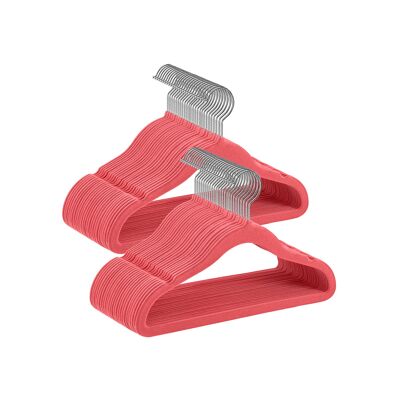 Juego de 50 perchas infantiles con ganchos giratorios 360° rojo fresa