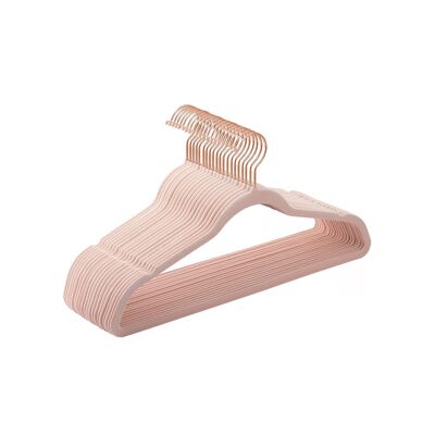 Percha de ropa terciopelo resistente giratoria rosa-oro rosa