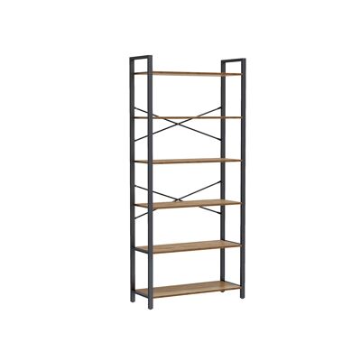 Libreria 6 livelli 30 x 80 x 186 cm noce scuro-nero