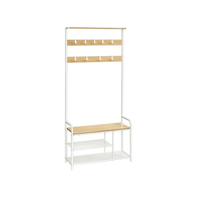 Perchero con 9 ganchos 30 x 85 x 180.5 cm roble blanco