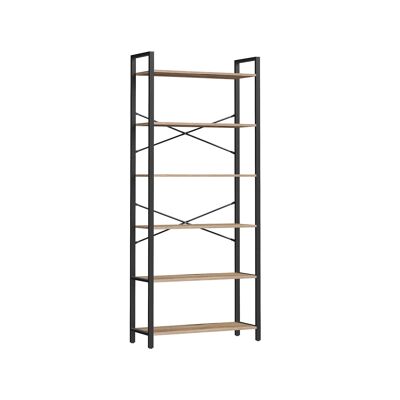 Librería con 6 niveles de diseño industrial marrón camel-negro tinta