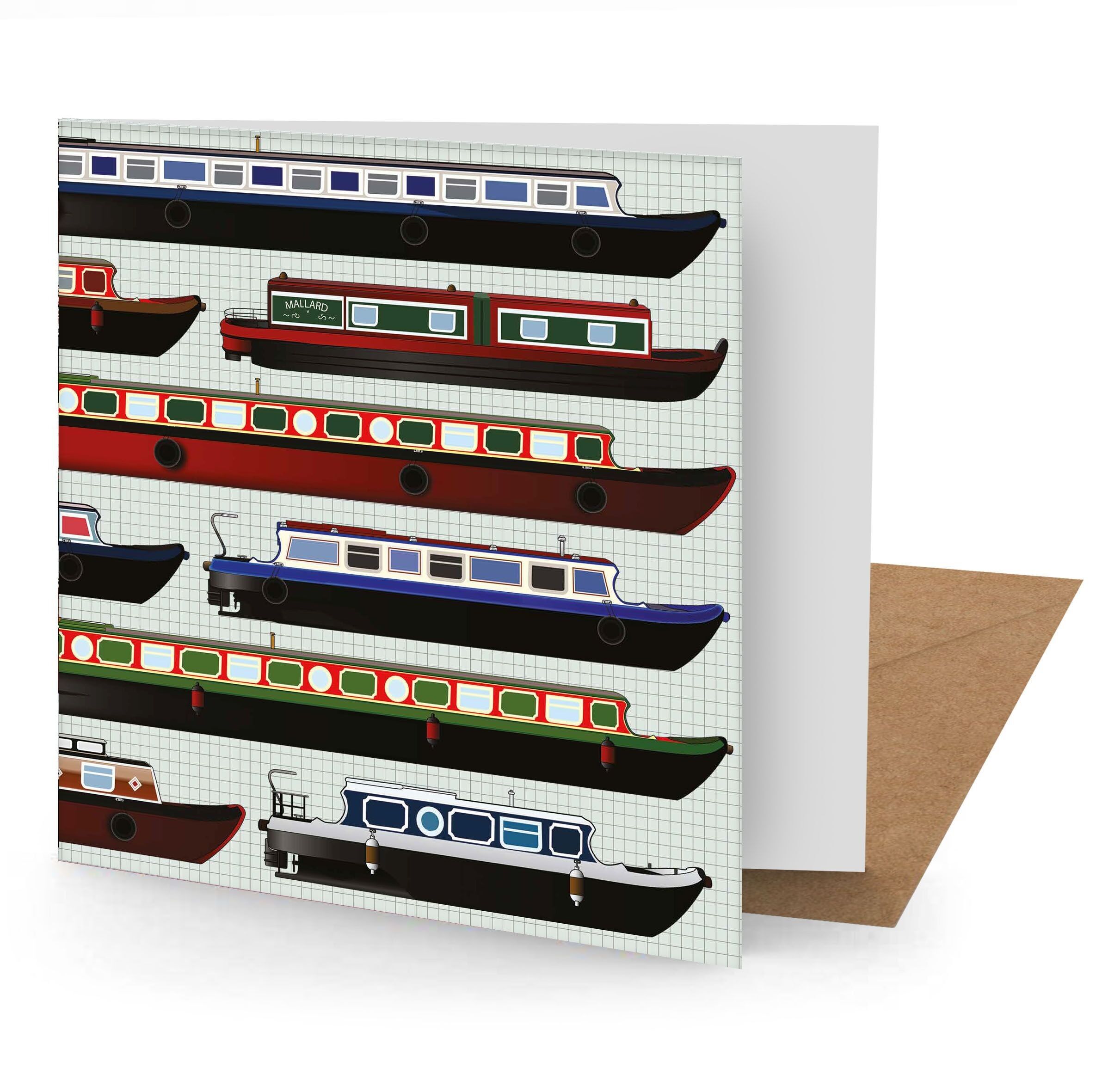 Canal Boats Greetings Card - 150x150 Blank