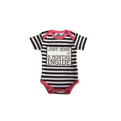 New born gift Just done 9 months inside® Newborn Vest with Pink Trim by lazy baby®