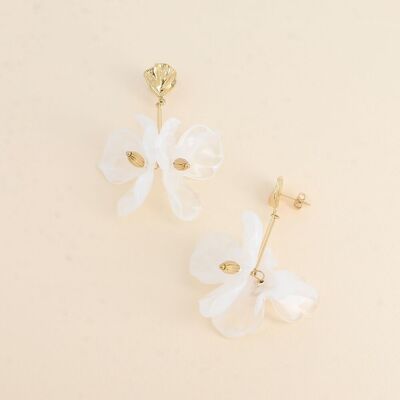 Dangling earrings - ginko, stem and double foliage in acetate