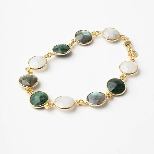 Pulsera Kira Ed. Limitada Piedra Lunar, Verde y Labradorita