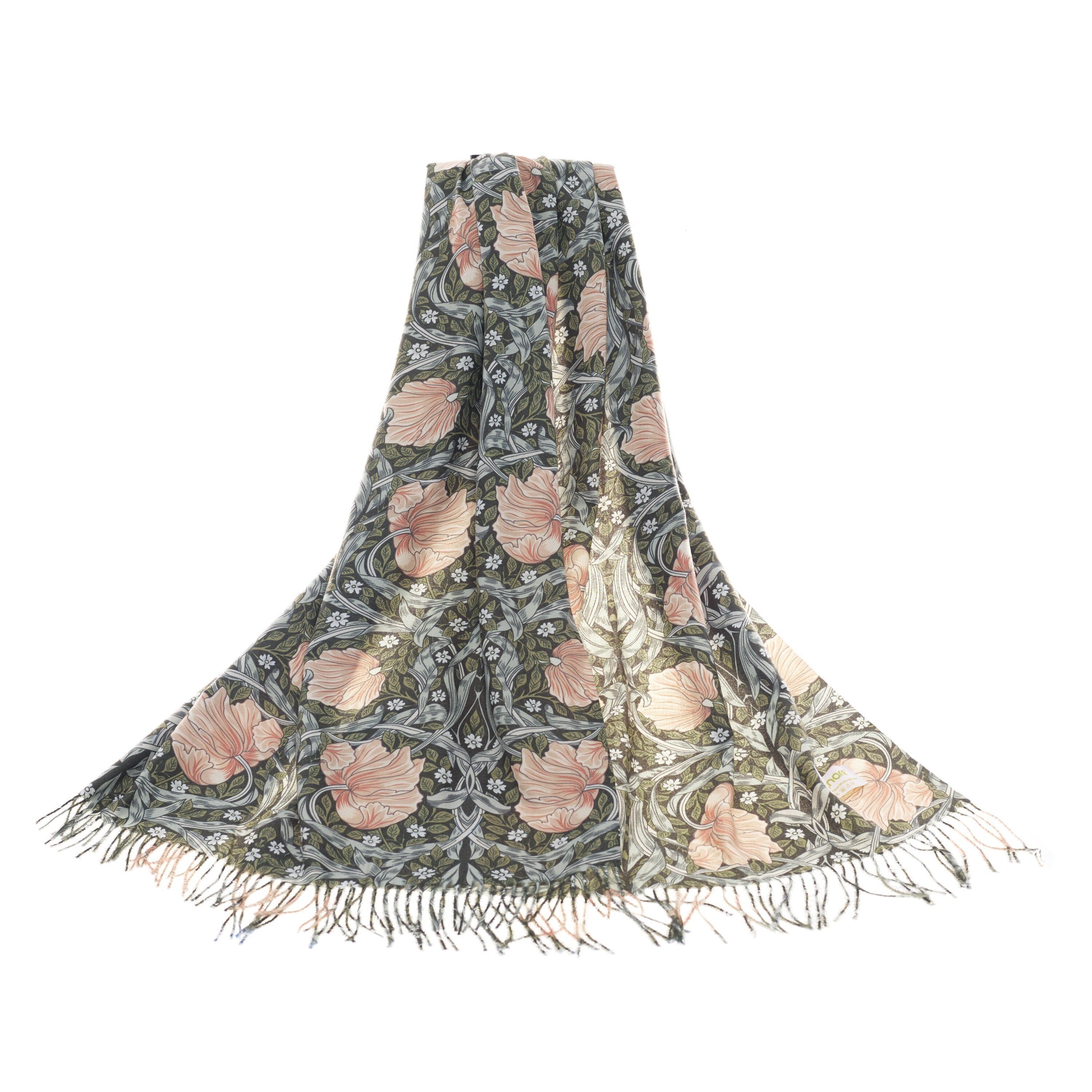 William Morris Pimpernel e Thyme Green - Art Pashmina