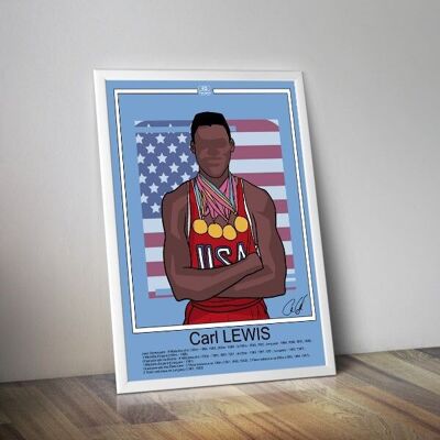 Affiche Carl Lewis médailles et palmarès I Affiche athlétisme
