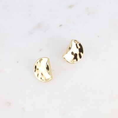Stud earrings - small curved and hammered piece