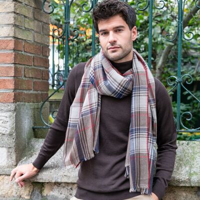 Echarpe homme à carreaux OTZARRETA - laine