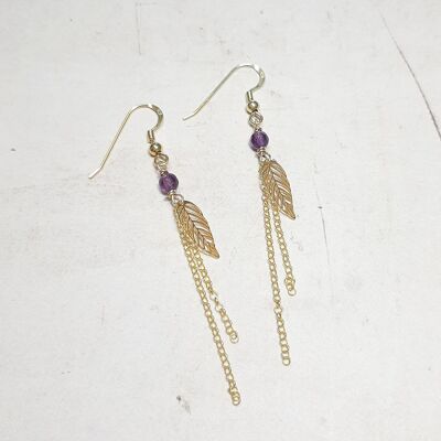 Pendientes Hoja de Plata 925 y Amatista