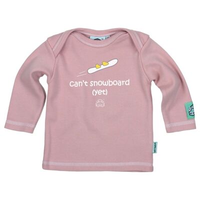 Cadeau de bébé paresseux pour les snowboarders fille - ne peut pas encore faire du snowboard rose T-shirt 0-6m