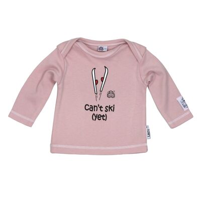 Lazy Baby Gift for Skiers - Can't Ski Yet Pink T Shirt