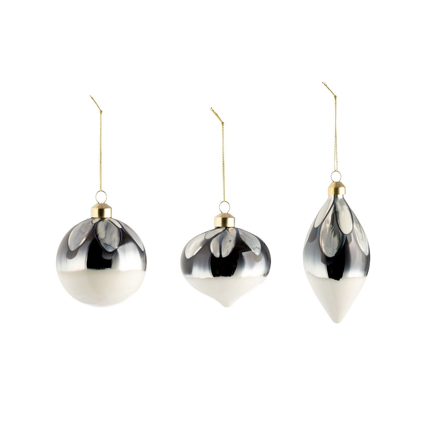 Baumschmuck rund; oval Drop 3fach sortiert, H.13 cm