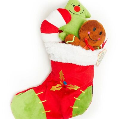Set de regalo de 4 medias navideñas arrugadas con forma de perro