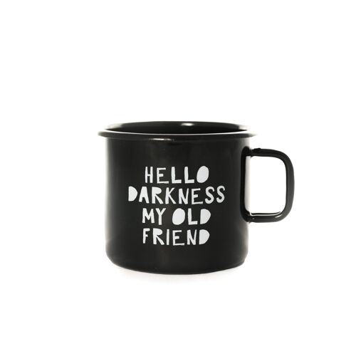 Enamel mug HELLO DARKNESS - black