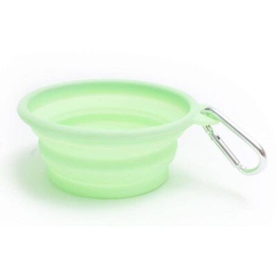 Comedero plegable para perros de viaje, color verde
