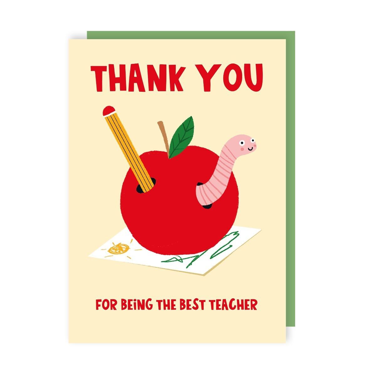 Best Teacher Apple Dankeskarten-Set mit 6 Stück
