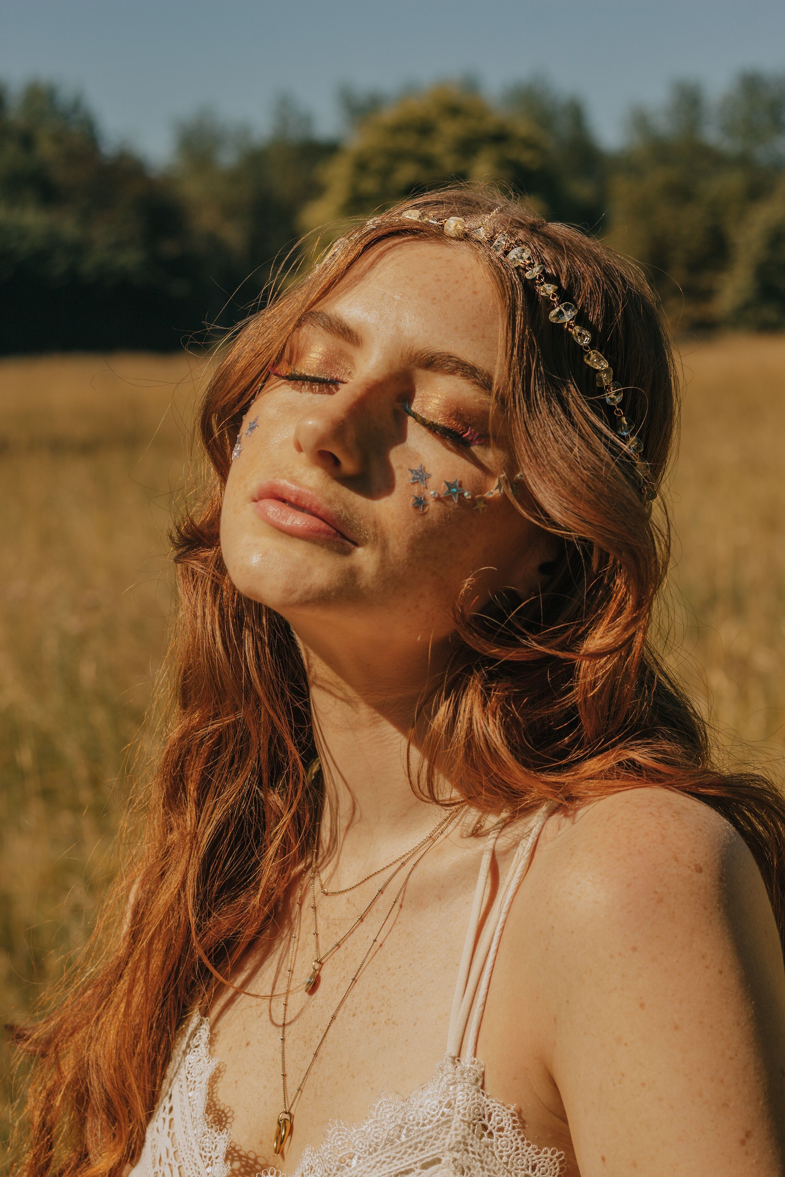 Copricapo da festival con catena di cristallo di citrino