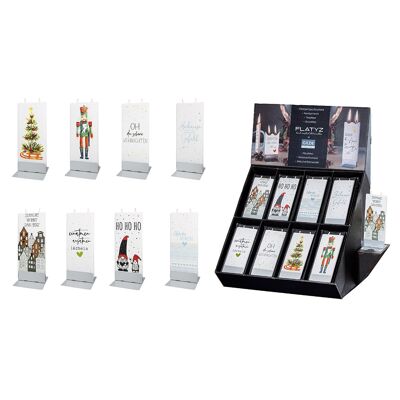 Candela piatta rettangolare XMAS 2024 8 tempi assortiti, H.49 cm