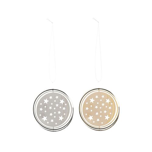 Hänger rund Sternenregen 2fach sortiert, H.8,5 cm
