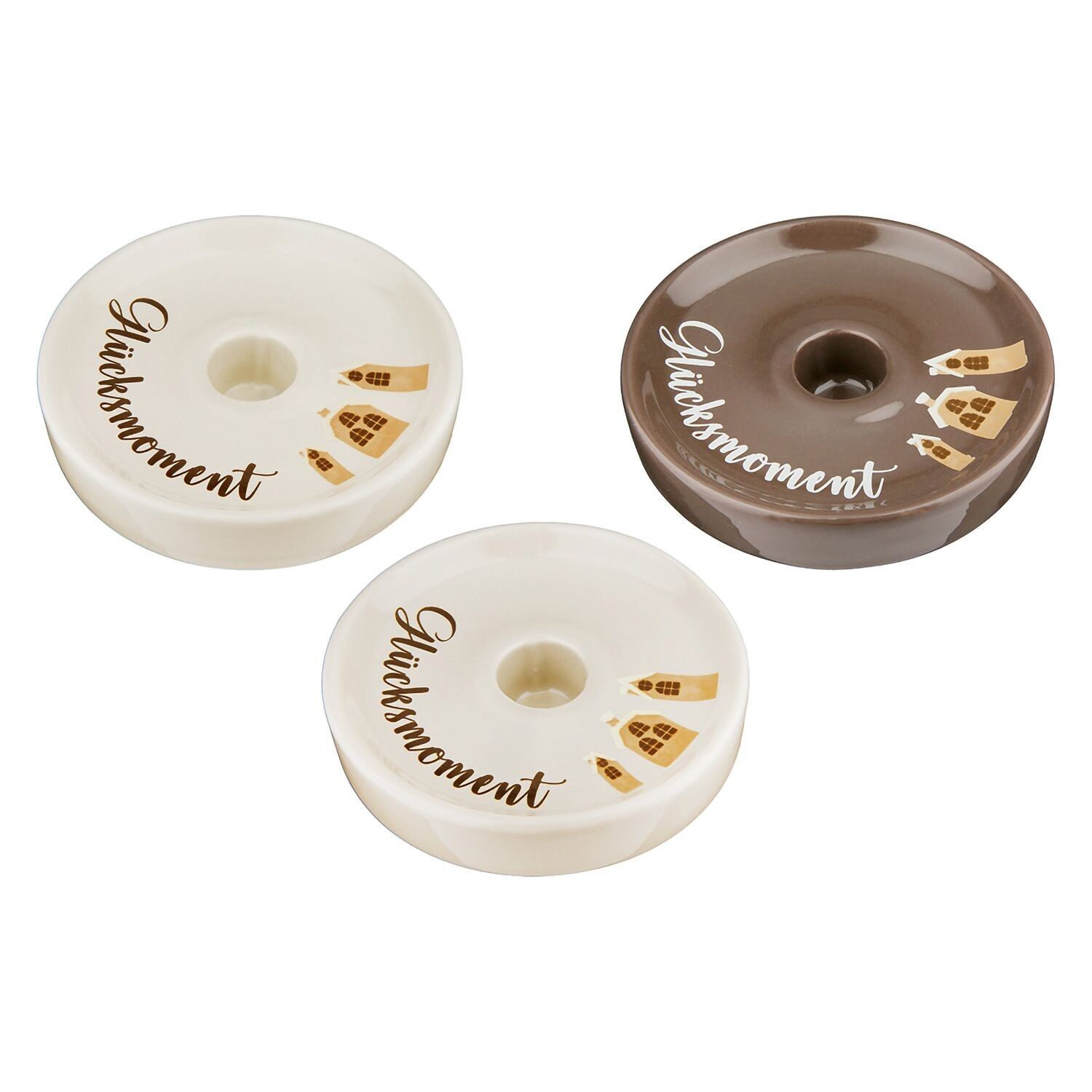 Candlestick round, moment of happiness, 3-fold assorted, H. 4 cm