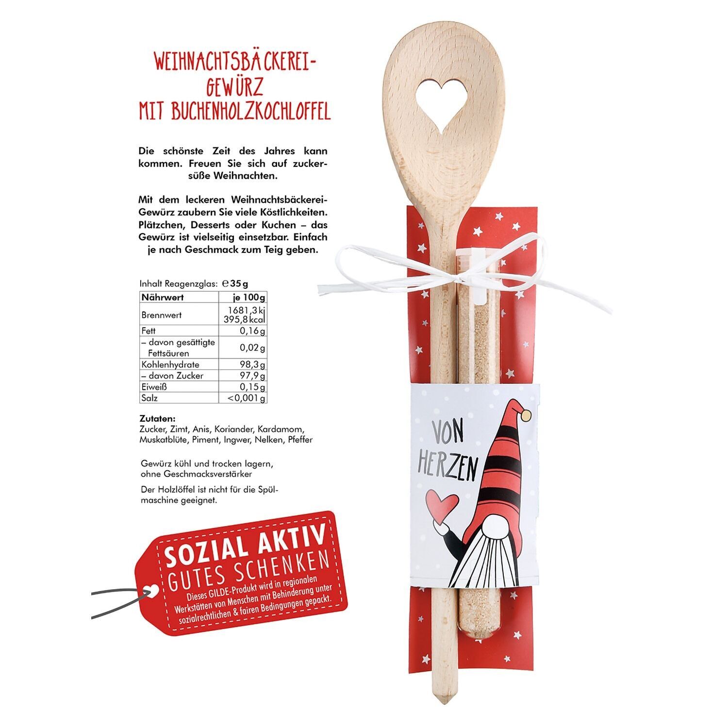 Wooden spoon Bärti, natural coloured H.31cm