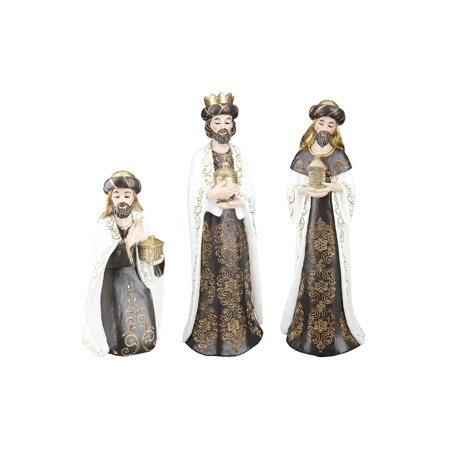 3 pièces Ensemble de figurines de la Nativité Saints 3 Rois, H.26 cm