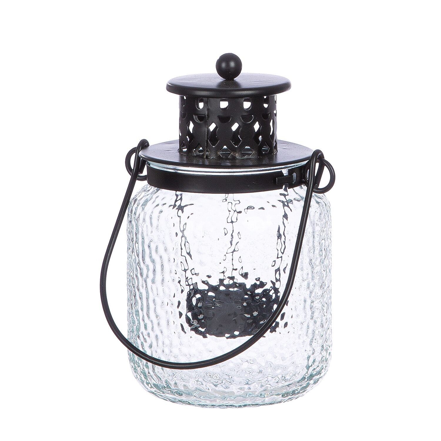 Laterne Emrah, klar; schwarz H.22 cm