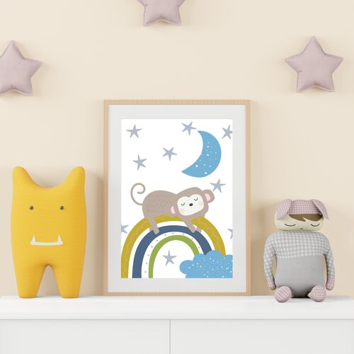 Sleeping Monkey illustrated print