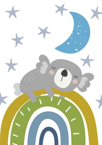 Impression illustrée d'ours koala endormi 2