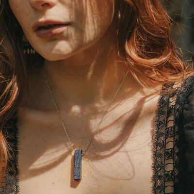 Collier pendentif en argent sterling 925 et lapis-lazuli