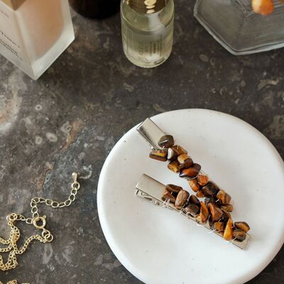 Tiger's Eye Crystal Hair Clip - Set of 2