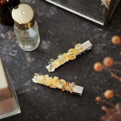 Citrine Crystal Hair Clip - Set of 2