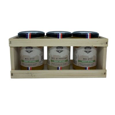 Coffret 2 pots de Miel d'Eté et 1 Miel de Printemps 250gr