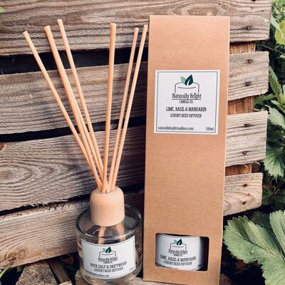 Luxuriöser Reed-Diffusor - Vegan freundlich, ohne Parabene und ohne Tierversuche Limette, Basilikum und Mandarine