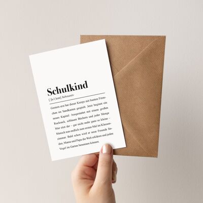 School child definition: folding card with envelope
