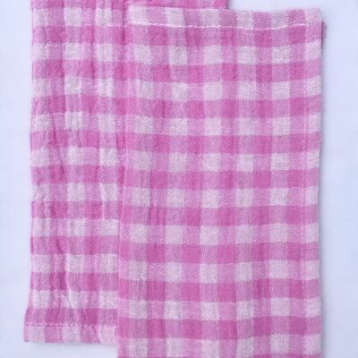 Coffret de 6 Serviettes de Table en tissu modèle Petite Vichy Bonbon fabriquées en France