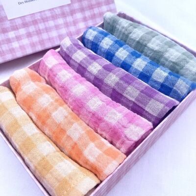 Coffret de 6 serviettes de table en tissu modèle Petite Rainbow fabriquées en France