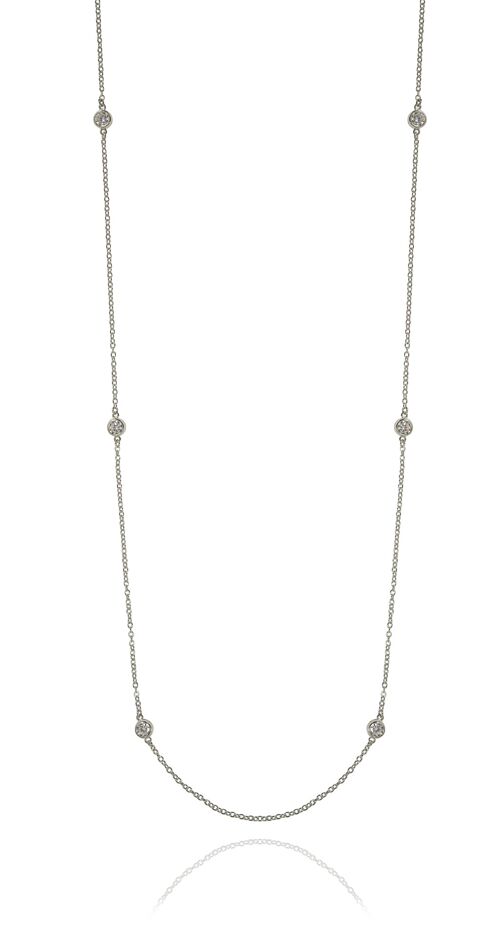 Cubic long chain neck silver